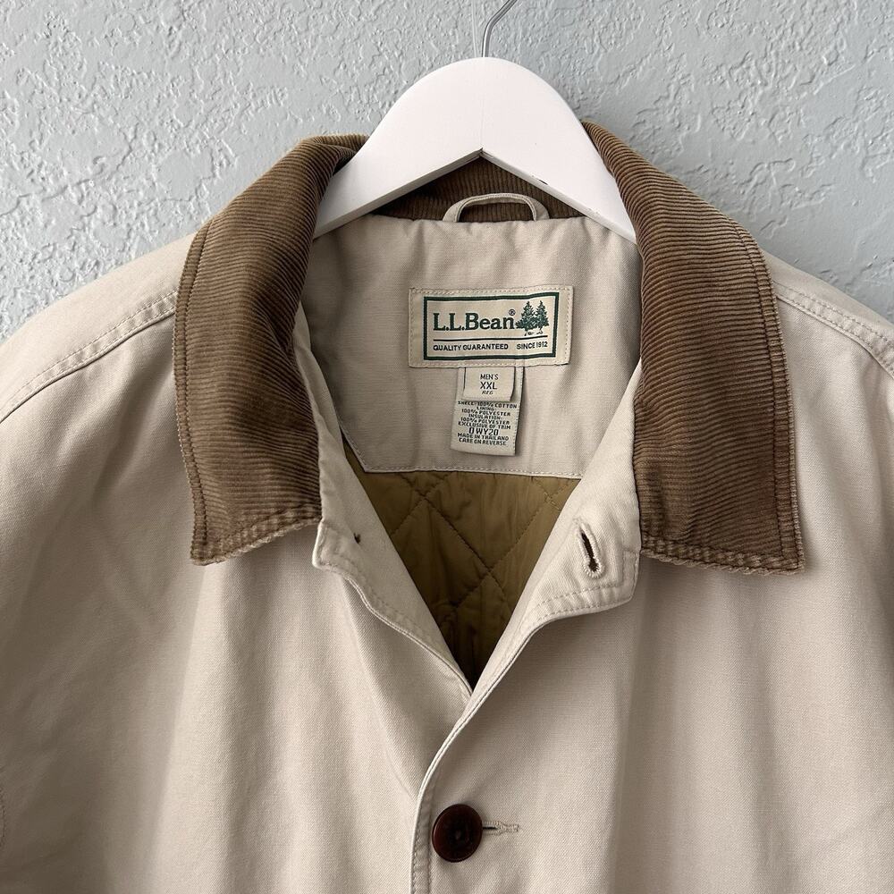 L.L. Bean Jacket Mens 2XL Beige Quilted Thinsulate Lined Chore Workwear Heritage - Picture 3 of 16